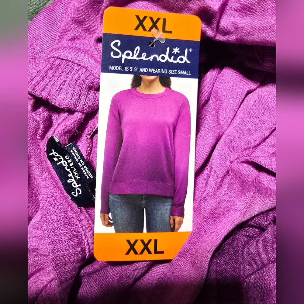 Splendid Women’s Super Soft Crewneck Sweatshirt  NEW WITH Tag xxl Pink